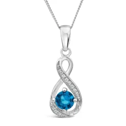 Sterling Silver and Cubic Zirconia December Birthstone Pendant (Chain Included)