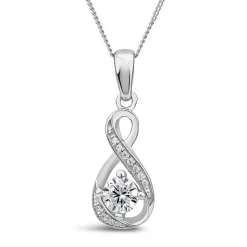 Sterling Silver and Cubic Zirconia April Birthstone Pendant (Chain Included)