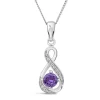 Sterling Silver and Cubic Zirconia February Birthstone Pendant (Chain Included)