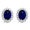 Sterling Silver and Cubic Zirconia & Created Sapphire Earrings
