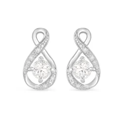 Sterling Silver and Cubic Zirconia April Birthstone Stud Earrings