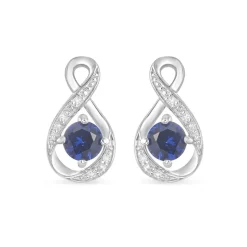 Sterling Silver and Cubic Zirconia September Birthstone Stud Earrings