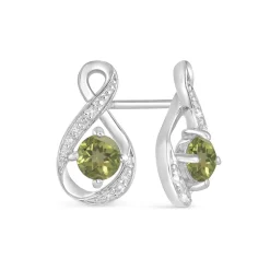 Sterling Silver and Cubic Zirconia August Birthstone Stud Earrings