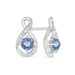 Sterling Silver and Cubic Zirconia December Birthstone Stud Earrings