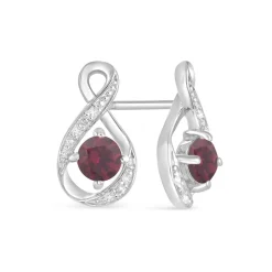Sterling Silver and Cubic Zirconia July Birthstone Stud Earrings