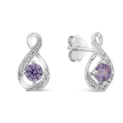 Sterling Silver and Cubic Zirconia June Birthstone Stud Earrings