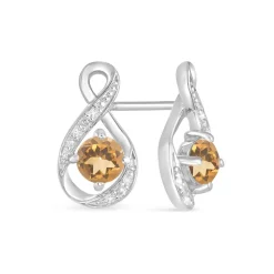 Sterling Silver and Cubic Zirconia November Birthstone Stud Earrings