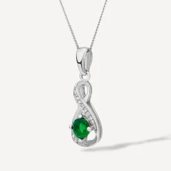 Sterling Silver and Cubic Zirconia May Birthstone Pendant (Chain Included)