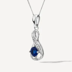 Sterling Silver and Cubic Zirconia September Birthstone Pendant (Chain Included)