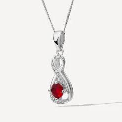 Sterling Silver and Cubic Zirconia July Birthstone Pendant (Chain Included)