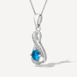 Sterling Silver and Cubic Zirconia December Birthstone Pendant (Chain Included)