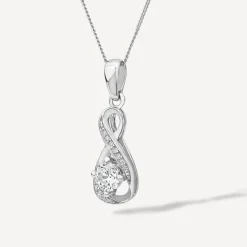 Sterling Silver and Cubic Zirconia April Birthstone Pendant (Chain Included)