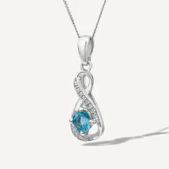 Sterling Silver and Cubic Zirconia March Birthstone Pendant (Chain Included)