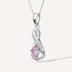 Sterling Silver and Cubic Zirconia October Birthstone Pendant (Chain Included)