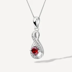 Sterling Silver and Cubic Zirconia January Birthstone Pendant (Chain Included)