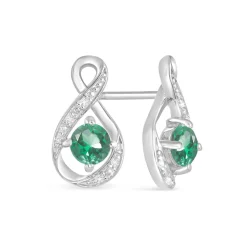 Sterling Silver and Cubic Zirconia May Birthstone Stud Earrings