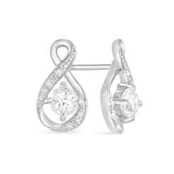 Sterling Silver and Cubic Zirconia April Birthstone Stud Earrings