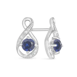 Sterling Silver and Cubic Zirconia September Birthstone Stud Earrings