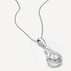 Sterling Silver and Cubic Zirconia April Birthstone Pendant (Chain Included)