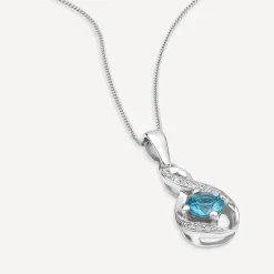 Sterling Silver and Cubic Zirconia March Birthstone Pendant (Chain Included)