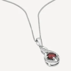 Sterling Silver and Cubic Zirconia January Birthstone Pendant (Chain Included)