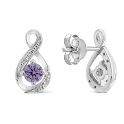 Sterling Silver and Cubic Zirconia June Birthstone Stud Earrings