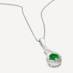 Sterling Silver and Cubic Zirconia May Birthstone Pendant (Chain Included)
