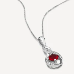 Sterling Silver and Cubic Zirconia July Birthstone Pendant (Chain Included)