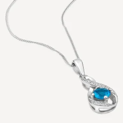 Sterling Silver and Cubic Zirconia December Birthstone Pendant (Chain Included)