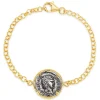 Sterling Silver and Yellow Gold Plated Coin Ladies Bracelet