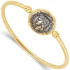 Sterling Silver and Yellow Gold Plated Coin Ladies Bangle