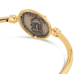 Sterling Silver and Yellow Gold Plated Coin Ladies Bangle