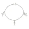 Sterling Silver and Zirconia Angel Chalice Cross Bracelet