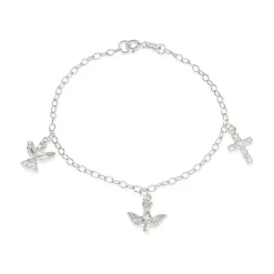 Sterling Silver Angel Dove Cross Bracelet
