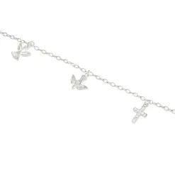 Sterling Silver Angel Dove Cross Bracelet