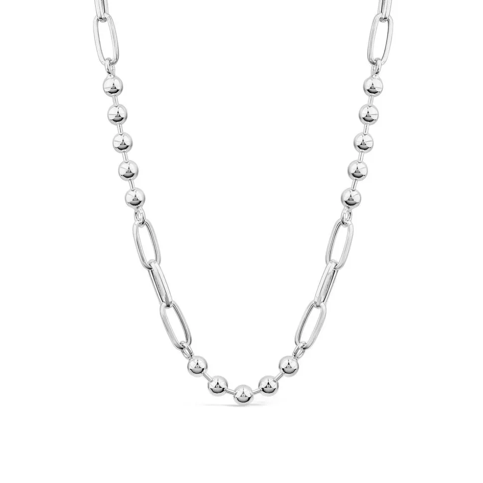 Sterling Silver Ball & Paperlink Necklet