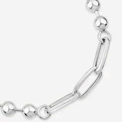 Sterling Silver Ball & Paperlink Bracelet