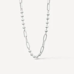 Sterling Silver Ball & Paperlink Necklet