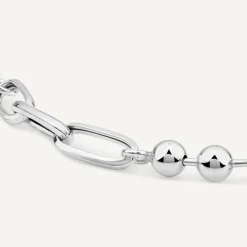 Sterling Silver Ball & Paperlink Bracelet