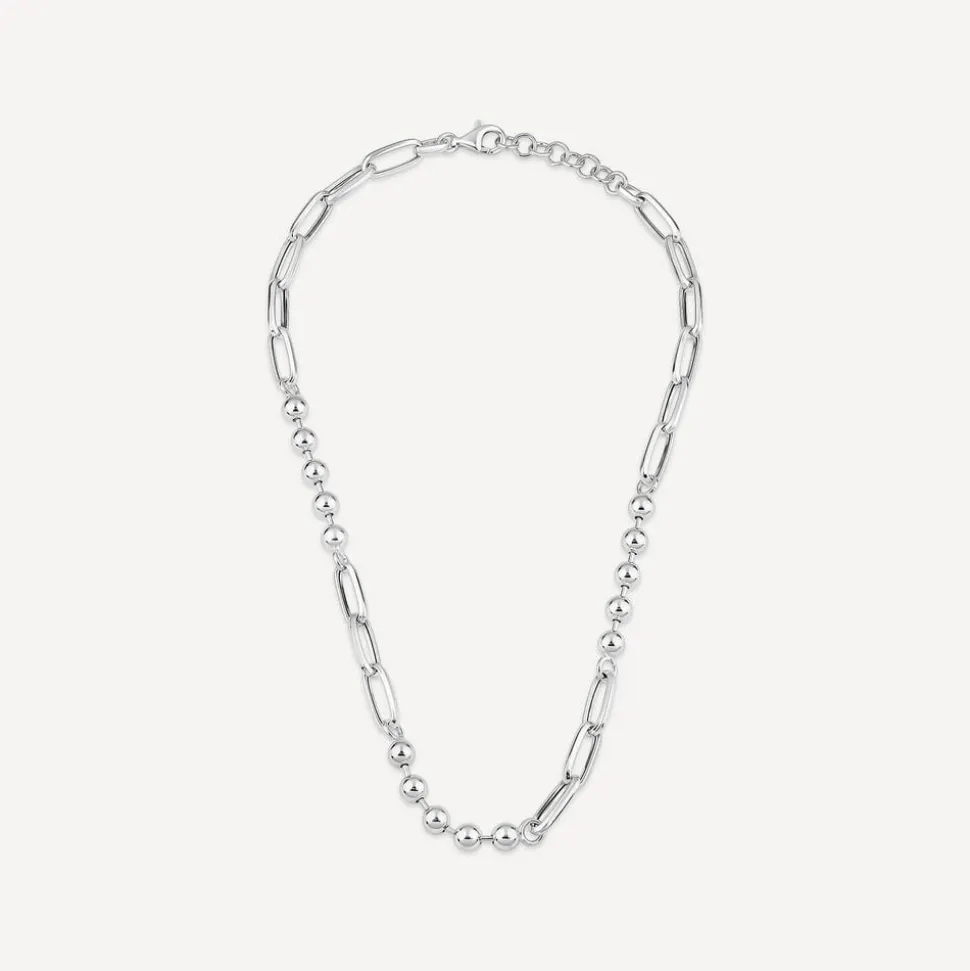 Sterling Silver Ball & Paperlink Necklet