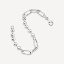 Sterling Silver Ball & Paperlink Bracelet