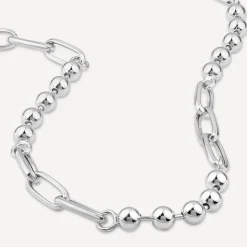 Sterling Silver Ball & Paperlink Necklet