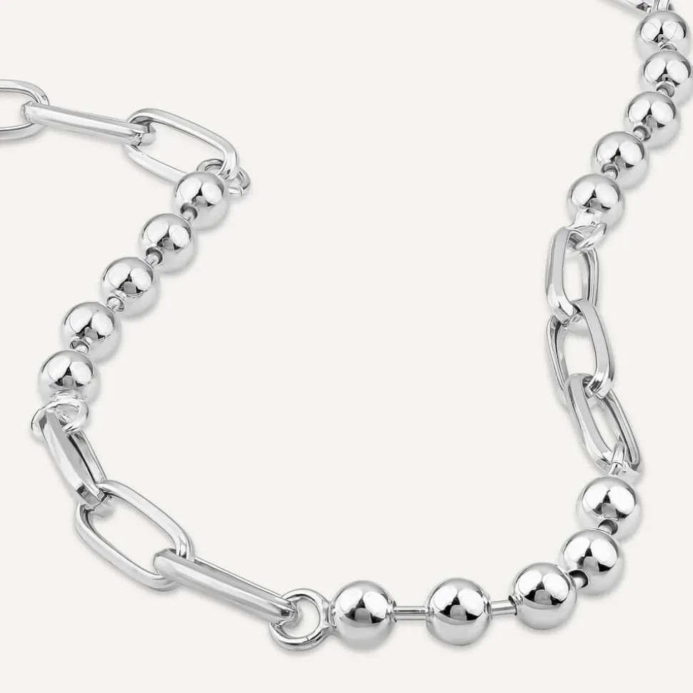 Sterling Silver Ball & Paperlink Necklet