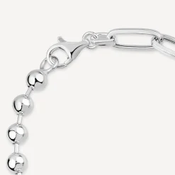 Sterling Silver Ball & Paperlink Bracelet