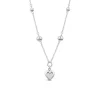 Sterling Silver Ball Station Chain Heart Shaped Drop Pendant