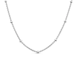 Sterling Silver Beaded Trace Chain Necklace
