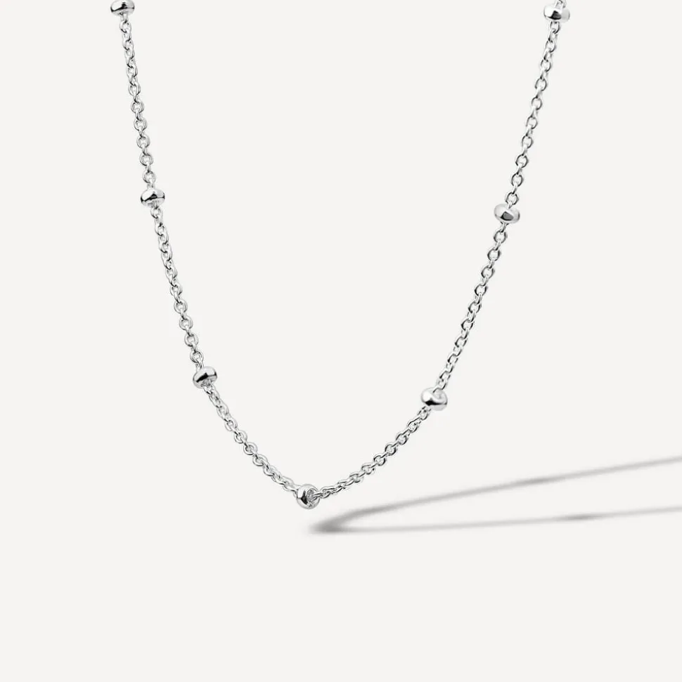 Sterling Silver Beaded Trace Chain Necklace