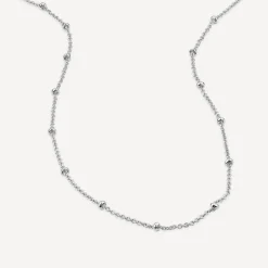 Sterling Silver Beaded Trace Chain Necklace