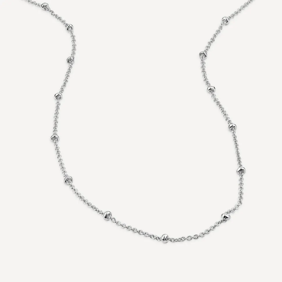 Sterling Silver Beaded Trace Chain Necklace