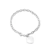 Sterling Silver Belcher Polished Heart Drop Bracelet